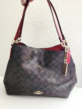 Euc Coach Hallie Signtaure Brown & Black Shoulder Bag